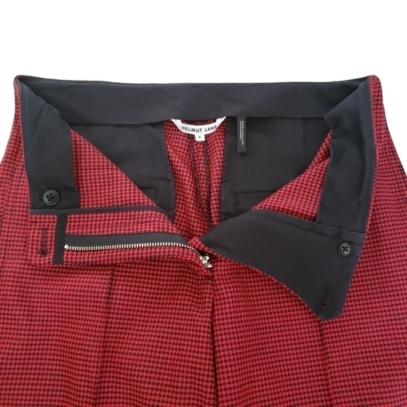 Helmut Lang Red & Black Houndstooth Flare Crop Pants - Picture 8 of 12